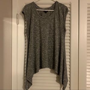 Gray shark bite hem knit shirt